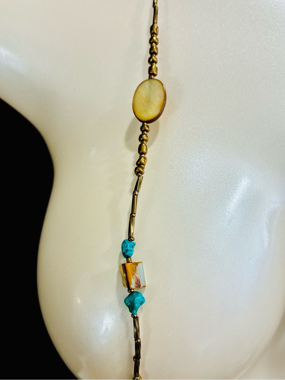 Source Unknown Turquoise and Tiger Eye Long Beaded Necklace - Picture 4 of 14